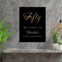 Zwart goud typografie verjaardagsfeestje welkom poster