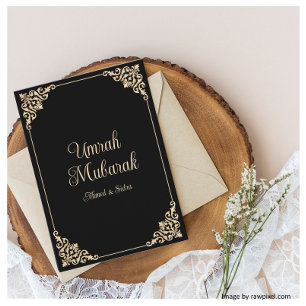 Zwart Goud Umrah Mubarak Islamitisch Wenskaart Kaart