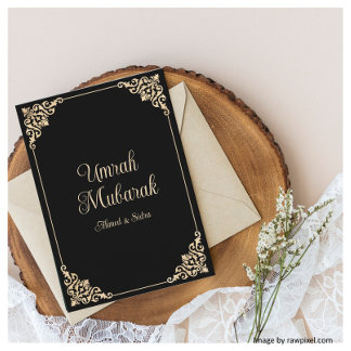 Zwart Goud Umrah Mubarak Islamitisch Wenskaart Kaart