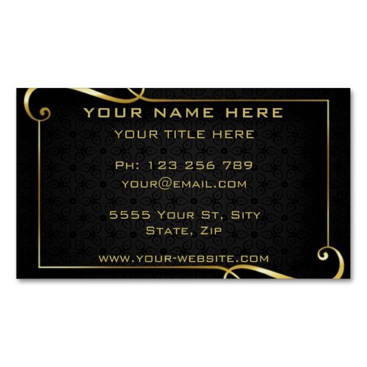 Zwart Goud Uw Eigen Design Visitekaartje Magneet (Voorkant)