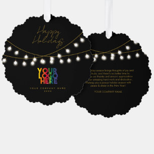 Zwart Goud Vakantie Zakelijk Logo Kerstcadeau Ornament Kaart
