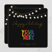 Zwart Goud Vakantie Zakelijk Logo Kerstmis Kaart (Voorkant / Achterkant)