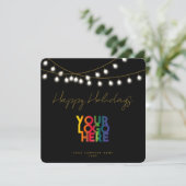 Zwart Goud Vakantie Zakelijk Logo Kerstmis Kaart (Staand voorkant)