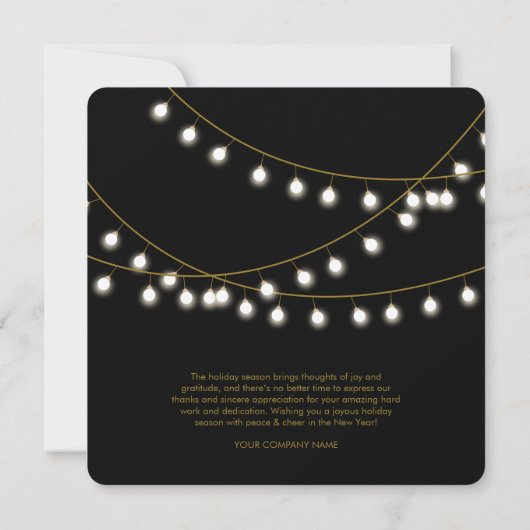 Zwart Goud Vakantie Zakelijk Logo Kerstmis Kaart (Achterkant)