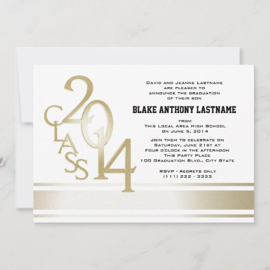 Zwart Goud Varsity Stripe Afstuderen TRI Foto 2014 Kaart (Achterkant)