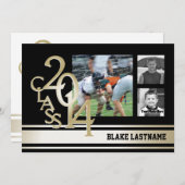 Zwart Goud Varsity Stripe Afstuderen TRI Foto 2014 Kaart (Voorkant / Achterkant)