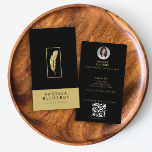 Zwart & Goud Veer Ontwerp Notaris QR Code Visitekaartje