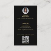 Zwart & Goud Veer Ontwerp Notaris QR Code Visitekaartje (Achterkant)