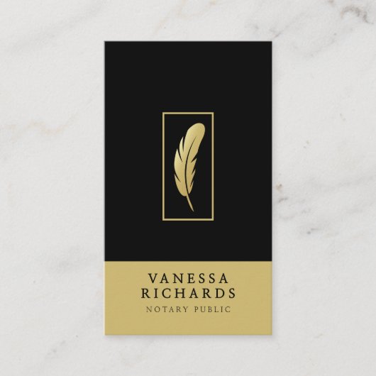 Zwart & Goud Veer Ontwerp Notaris QR Code Visitekaartje (Voorkant)