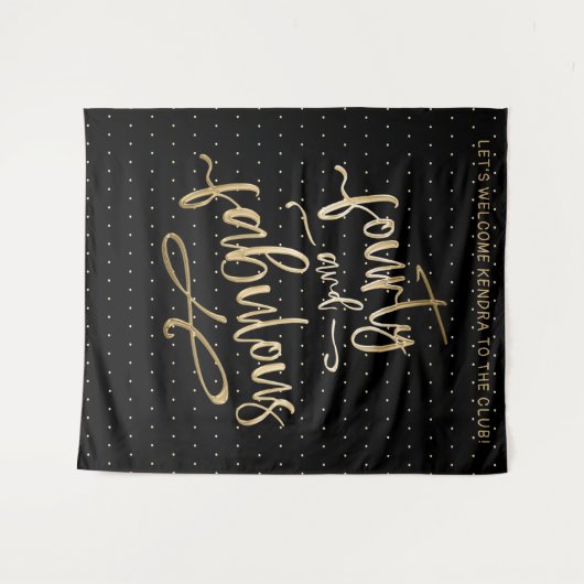 Zwart Goud Veertig En Fabulous Verjaardag Fotohokj Wandkleed (Voorkant (horizontaal))