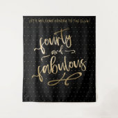 Zwart Goud Veertig En Fabulous Verjaardag Fotohokj Wandkleed (Voorkant)