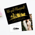 Zwart Goud Vegas Foto Bruiloft Elopement Party Kaart<br><div class="desc">Vertroebel je vrienden en familie door ze deze zwarte en gouden Las Vegas bruiloft uitvlucht aankondigingen en / of feest foto uitnodigingen te sturen. Ze wachten er reikhalzend op om met je mee te gaan op dit zeker-om-leuk huwelijksfeest!</div>