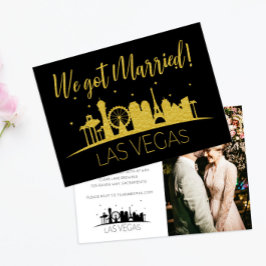 Zwart Goud Vegas Foto Bruiloft Elopement Party Kaart