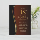 Zwart Goud Verbrand Sinaasappel 18e Verjaardagsfee Kaart (Staand voorkant)