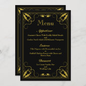  zwart goud verguld leeftijd bruiloft menu (Voorkant / Achterkant)
