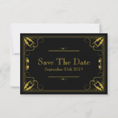 zwart goud verguld leeftijd Save the Date Kaart (Achterkant)