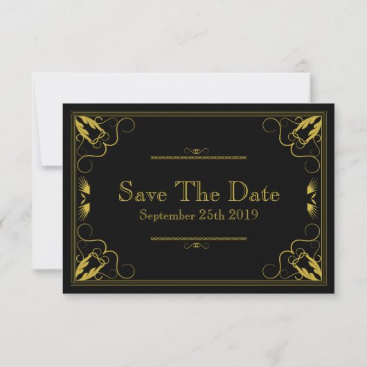 zwart goud verguld leeftijd Save the Date Kaart (Achterkant)