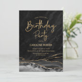 Zwart Goud Verjaardag elke leeftijd Kaart (Staand voorkant)