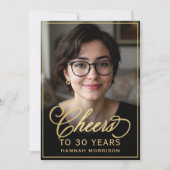 Zwart & Goud Verjaardag Proost op 30 Jaar Foto Kaart (Voorkant)