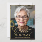 Zwart & Goud Verjaardag Proost op 60 Jaar Foto Kaart (Voorkant)