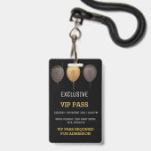 Zwart Goud Verjaardagsfeestfoto Custom Pass VIP Badge (Back with Lanyard)