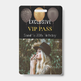 Zwart Goud Verjaardagsfeestfoto Custom Pass VIP Badge