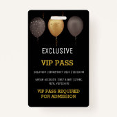 Zwart Goud Verjaardagsfeestfoto Custom Pass VIP Badge (Achterkant)