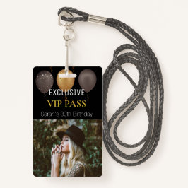 Zwart Goud Verjaardagsfeestfoto Custom Pass VIP Badge