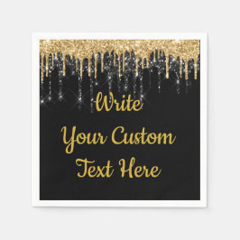Zwart Goud Verjaardagsfeestje Serviettes Jubileum Servet