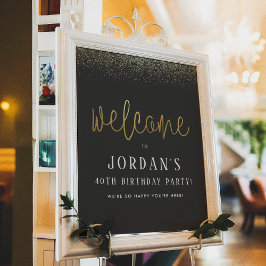 Zwart & Goud Verjaardagsfeestje Welkomstbord Poster