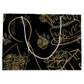 Zwart Goud Verjaardagspatroon Groot Cadeauzakje (Achterkant)