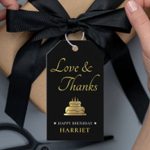 Zwart & Goud Verjaardagstaart Dank u