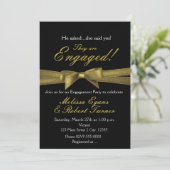 Zwart & Goud Verloving Chic Bow Party Uitnodiging (Staand voorkant)