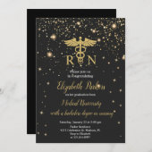 Zwart Goud Verpleegkundig Afstudeerfeest Kaart (Voorkant / Achterkant)