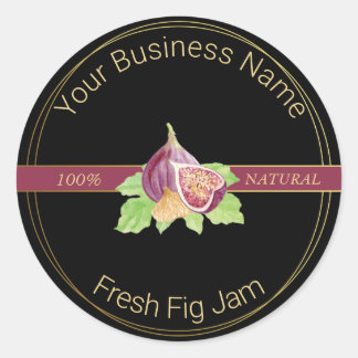 Zwart & Goud Verse Fig Jam Productlabel Ronde Sticker