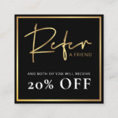 Zwart & Goud Verwijs Een Vriend Lux Glam Business  Aanbevelingskaartje (Voorkant)