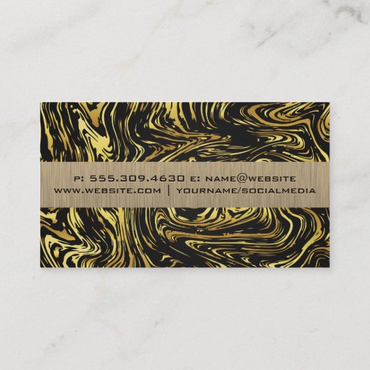 Zwart Goud Verwrongen Marmeren Achtergrond Visitekaartje (Achterkant)