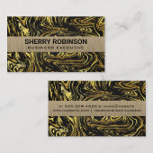 Zwart Goud Verwrongen Marmeren Achtergrond Visitekaartje (Voorkant / Achterkant)