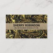Zwart Goud Verwrongen Marmeren Achtergrond Visitekaartje (Voorkant)
