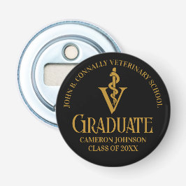 Zwart Goud Veterinaire School Afstuderen Gift Button Flesopener