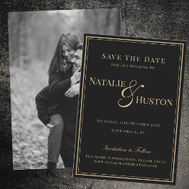 Zwart Goud Victoriaans Gepersonaliseerde Bruiloft Save The Date