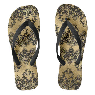 Zwart & Goud Victoriaans Teenslippers