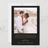 Zwart Goud Vier Foto Collage Script Wedding Bedankkaart (Achterkant)