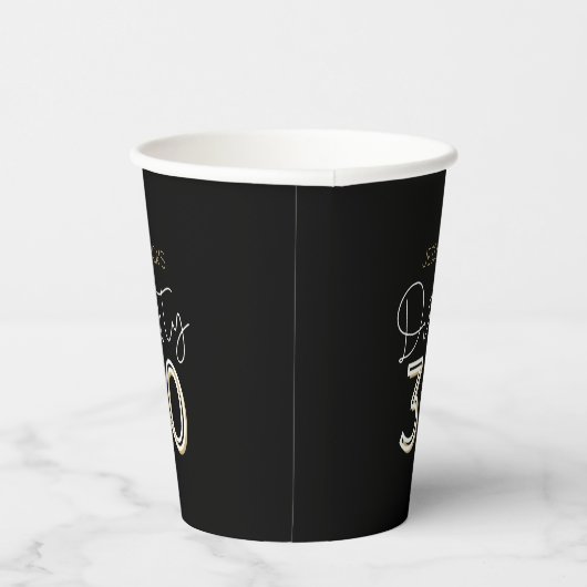 Zwart Goud Vies Dertig Aangepaste Naam Verjaardags Papieren Bekers (Rechts)