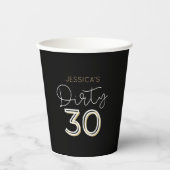 Zwart Goud Vies Dertig Aangepaste Naam Verjaardags Papieren Bekers (Voorkant)