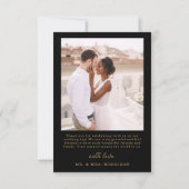 Zwart Goud Vijf Foto Collage Script Wedding Bedankkaart (Achterkant)