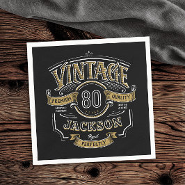 Zwart & Goud Vintage Gerijpt Tot Perfectie Verjaar Servet