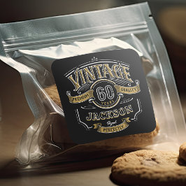 Zwart & Goud Vintage Gerijpt Tot Perfectie Verjaar Vierkante Sticker