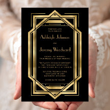 Zwart Goud Vintage jaren 1920 Deco Lijst bruiloft