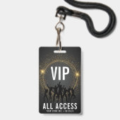 Zwart & Goud VIP All Access Concert Badge (Voorzijde met lanyard)